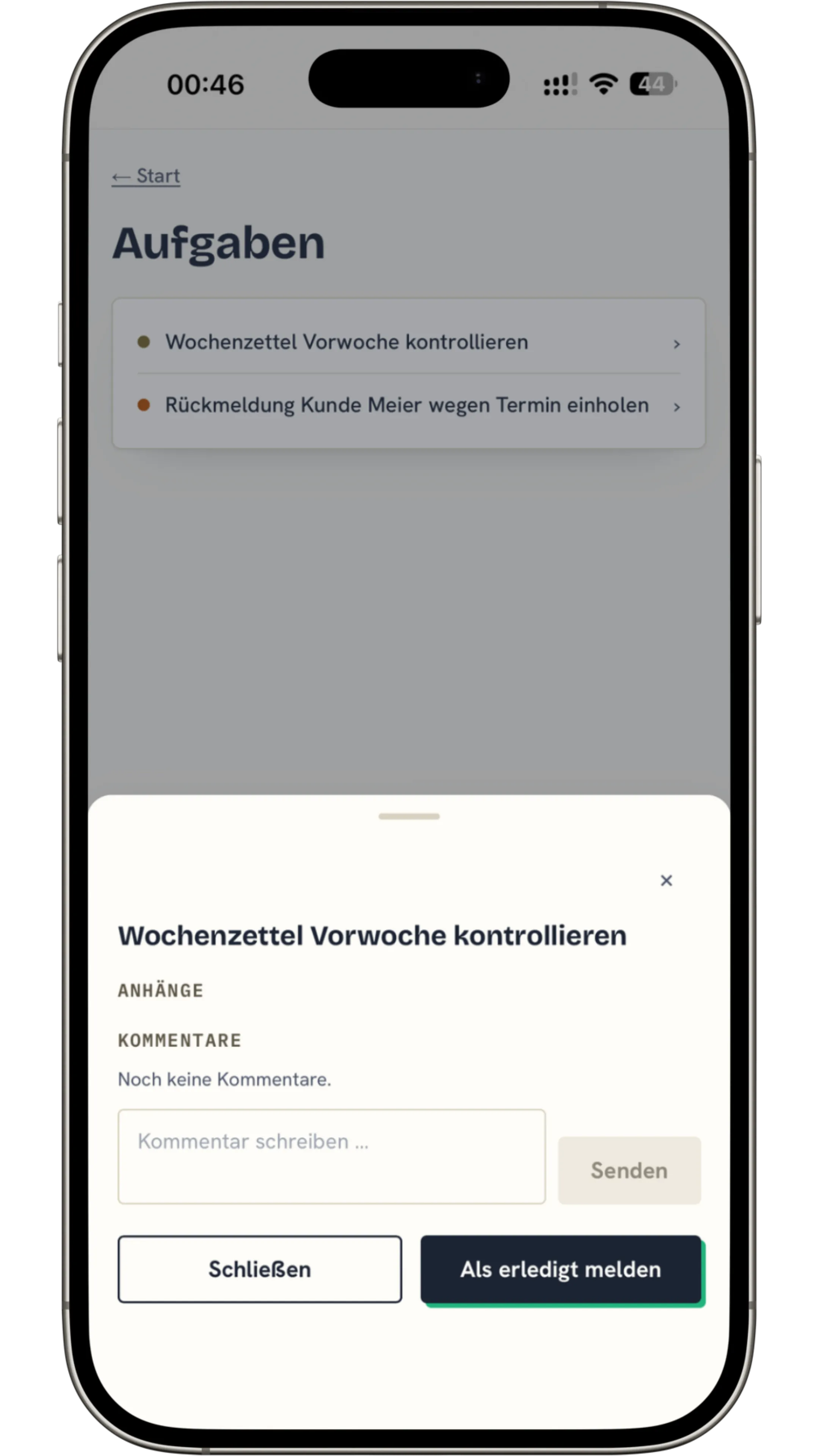 Aufgaben abarbeiten — Phone